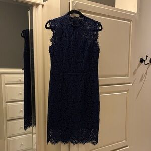 Chic Navy Lace Midi Dress